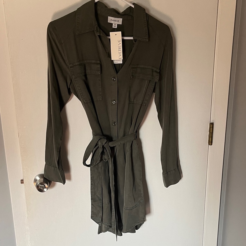 Evereve Olive Green Shirt Dress